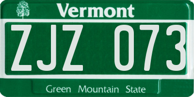 VT license plate ZJZ073