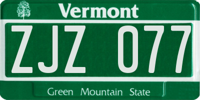 VT license plate ZJZ077