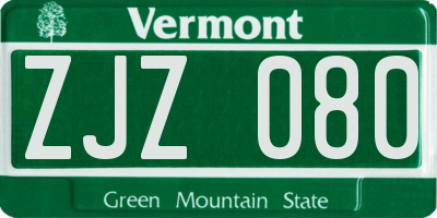 VT license plate ZJZ080