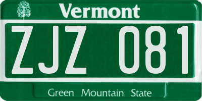 VT license plate ZJZ081