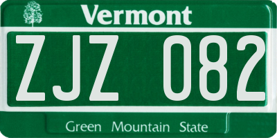 VT license plate ZJZ082