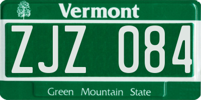 VT license plate ZJZ084
