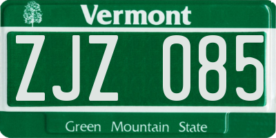 VT license plate ZJZ085