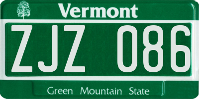 VT license plate ZJZ086