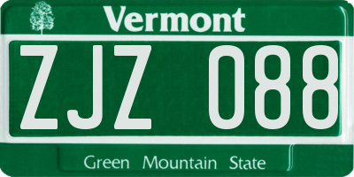 VT license plate ZJZ088