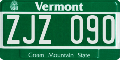 VT license plate ZJZ090