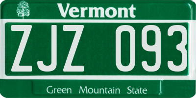 VT license plate ZJZ093