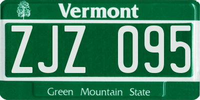 VT license plate ZJZ095