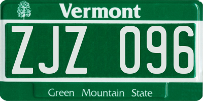 VT license plate ZJZ096