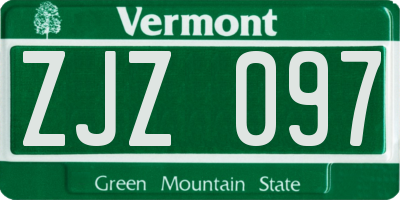 VT license plate ZJZ097