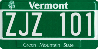 VT license plate ZJZ101