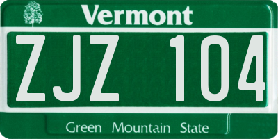 VT license plate ZJZ104