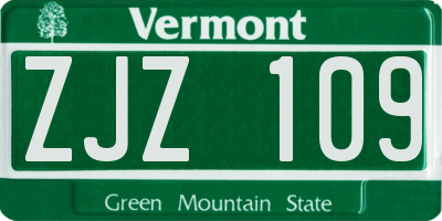 VT license plate ZJZ109