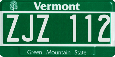 VT license plate ZJZ112