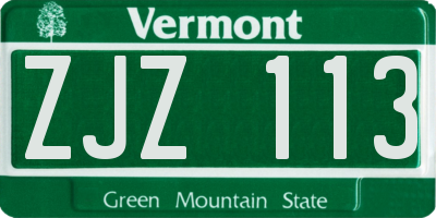 VT license plate ZJZ113