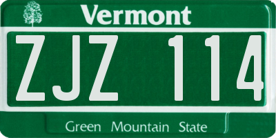 VT license plate ZJZ114