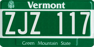 VT license plate ZJZ117