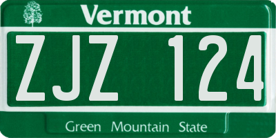 VT license plate ZJZ124