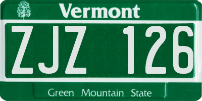 VT license plate ZJZ126