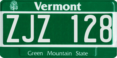 VT license plate ZJZ128