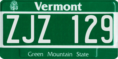 VT license plate ZJZ129