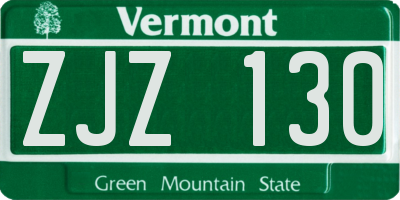 VT license plate ZJZ130