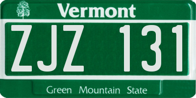 VT license plate ZJZ131