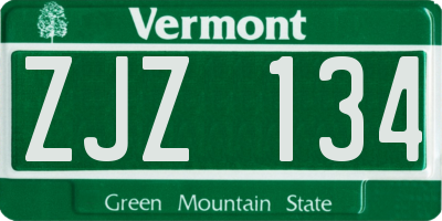 VT license plate ZJZ134