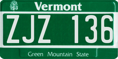 VT license plate ZJZ136