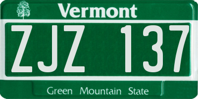 VT license plate ZJZ137
