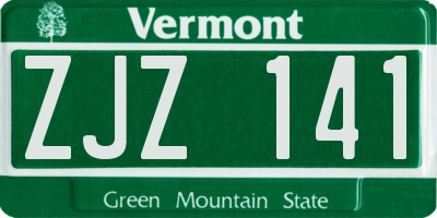 VT license plate ZJZ141