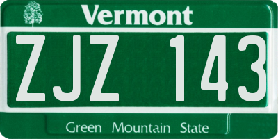 VT license plate ZJZ143