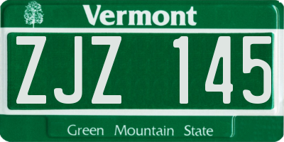 VT license plate ZJZ145