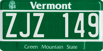 VT license plate ZJZ149