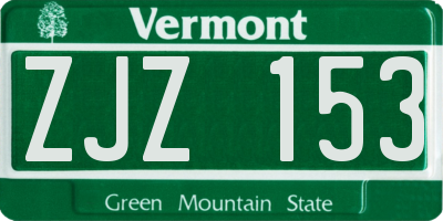 VT license plate ZJZ153