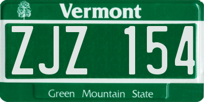 VT license plate ZJZ154
