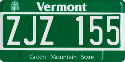 VT license plate ZJZ155