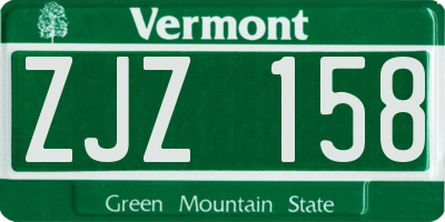 VT license plate ZJZ158