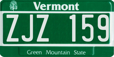 VT license plate ZJZ159