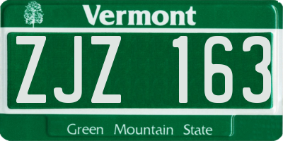 VT license plate ZJZ163