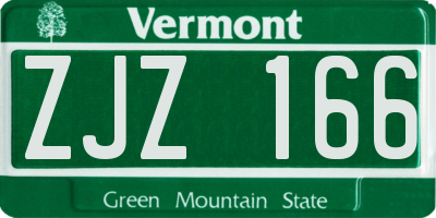 VT license plate ZJZ166