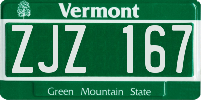 VT license plate ZJZ167