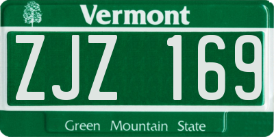 VT license plate ZJZ169
