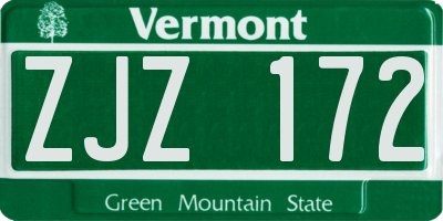 VT license plate ZJZ172