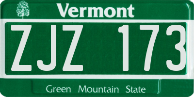 VT license plate ZJZ173