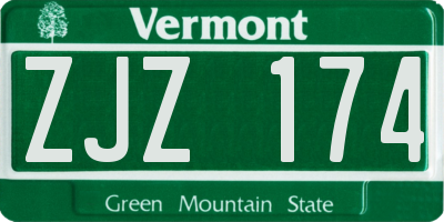 VT license plate ZJZ174