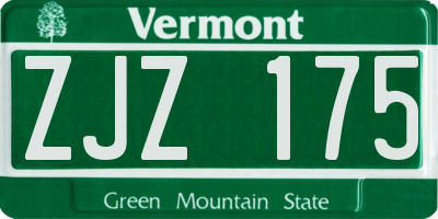 VT license plate ZJZ175