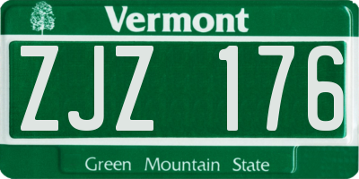 VT license plate ZJZ176