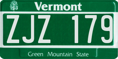 VT license plate ZJZ179