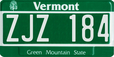 VT license plate ZJZ184